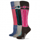 Wrangler Ladies Cowgirl Boot Knee High Socks - Pair