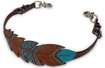 Showman MEDIUM OIL Leather Hand Painted Feather Spur Straps! NEW HORSE TACK!! 