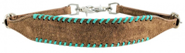 Cheap Dog Roughouts Showman Chocolate Roughout Leather Wither Strap With Teal Lacing ...
